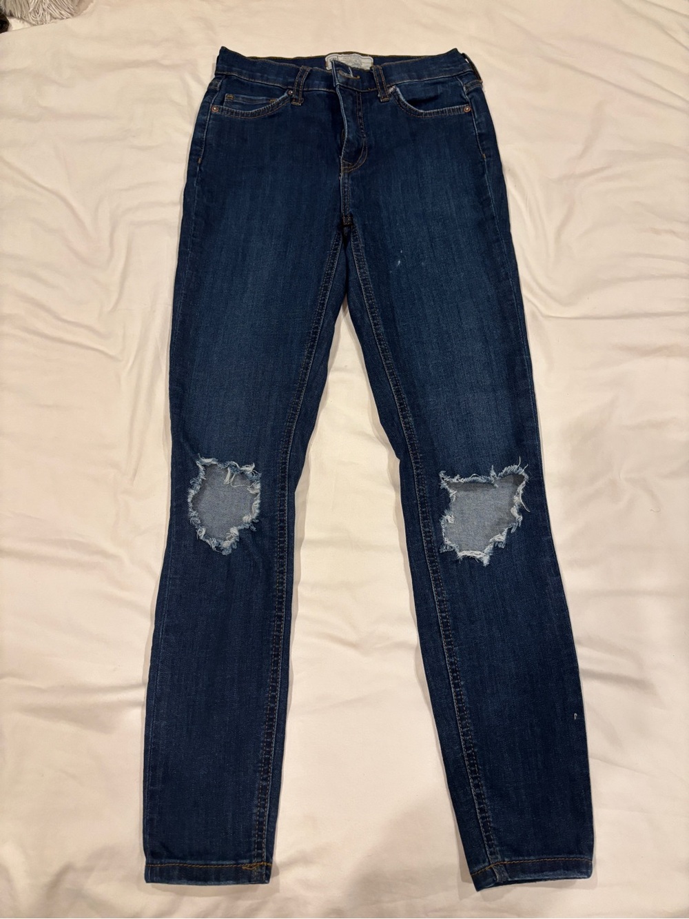 Free People Dark Blue Ripped Skinny Jeans